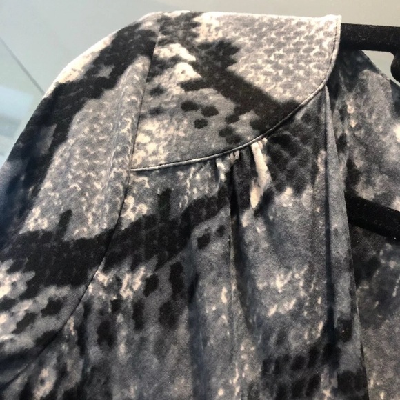 Vintage Cache Blue Grey Snakeskin Print Jersey Faux Wrap Dress Size Small S - Picture 4 of 6